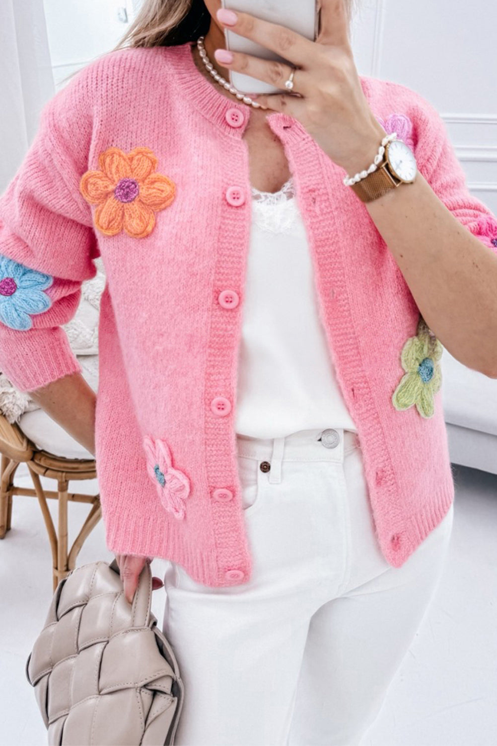 Warm Ladies Cable Knit Cardigan Sweater