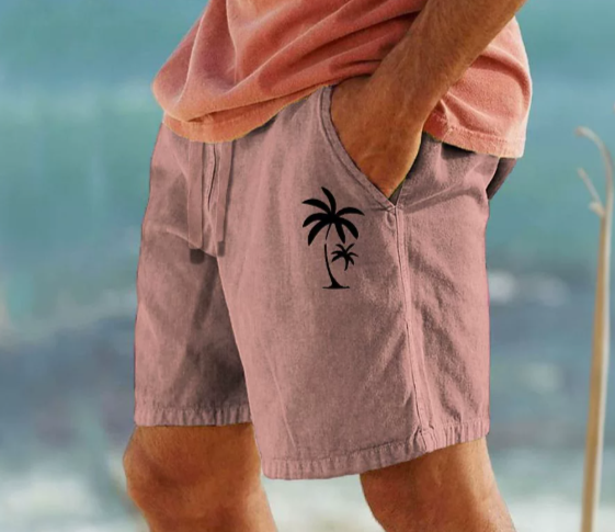 Tropical Summer Shorts with Palm Embroidery - BritishElegance