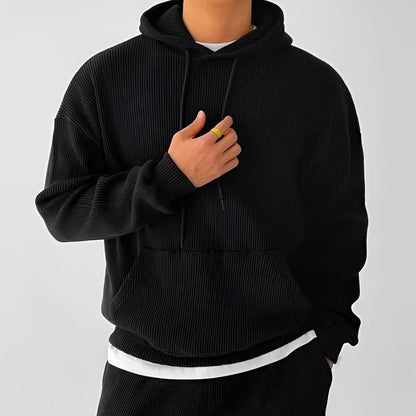 Ethan Oversized Hoodie | Ribbed Kangaroo Pocket Hoodie