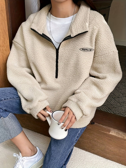 Plain Quarter-Zip Pullover Sweatshirt – Nina