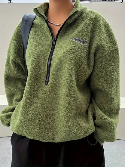 Plain Quarter-Zip Pullover Sweatshirt – Nina