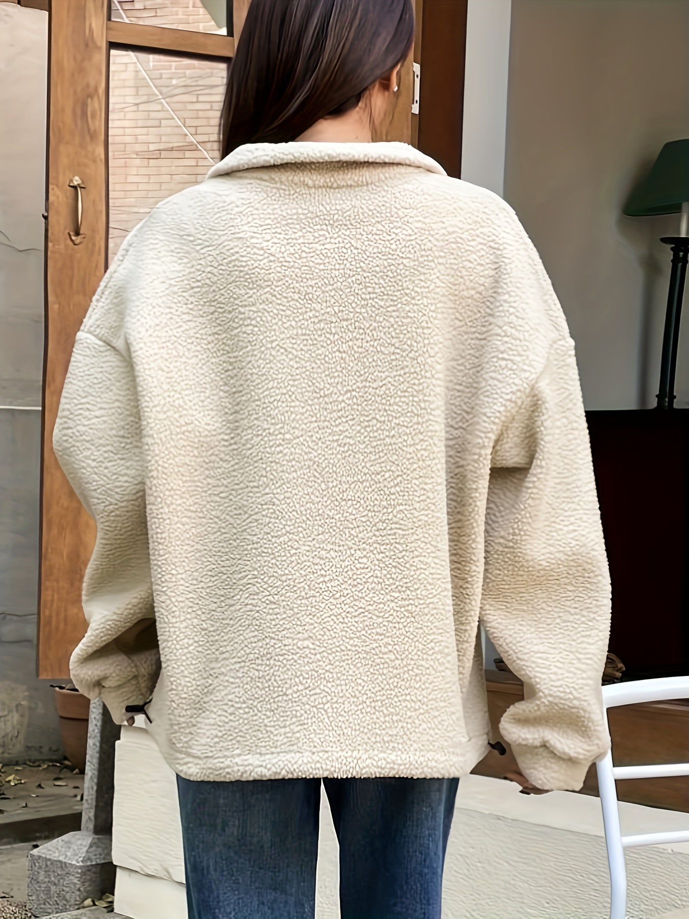Plain Quarter-Zip Pullover Sweatshirt – Nina