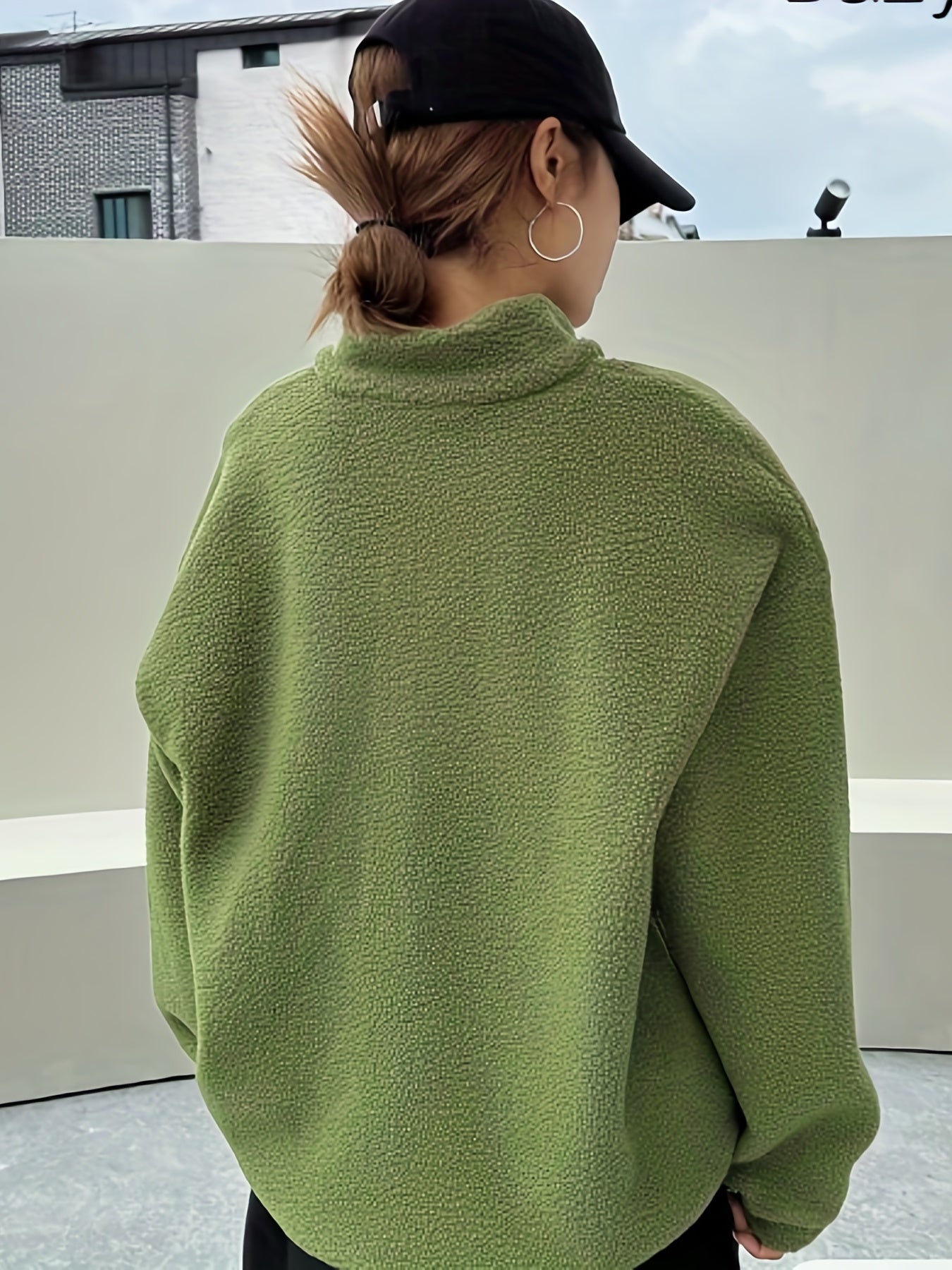Plain Quarter-Zip Pullover Sweatshirt – Nina