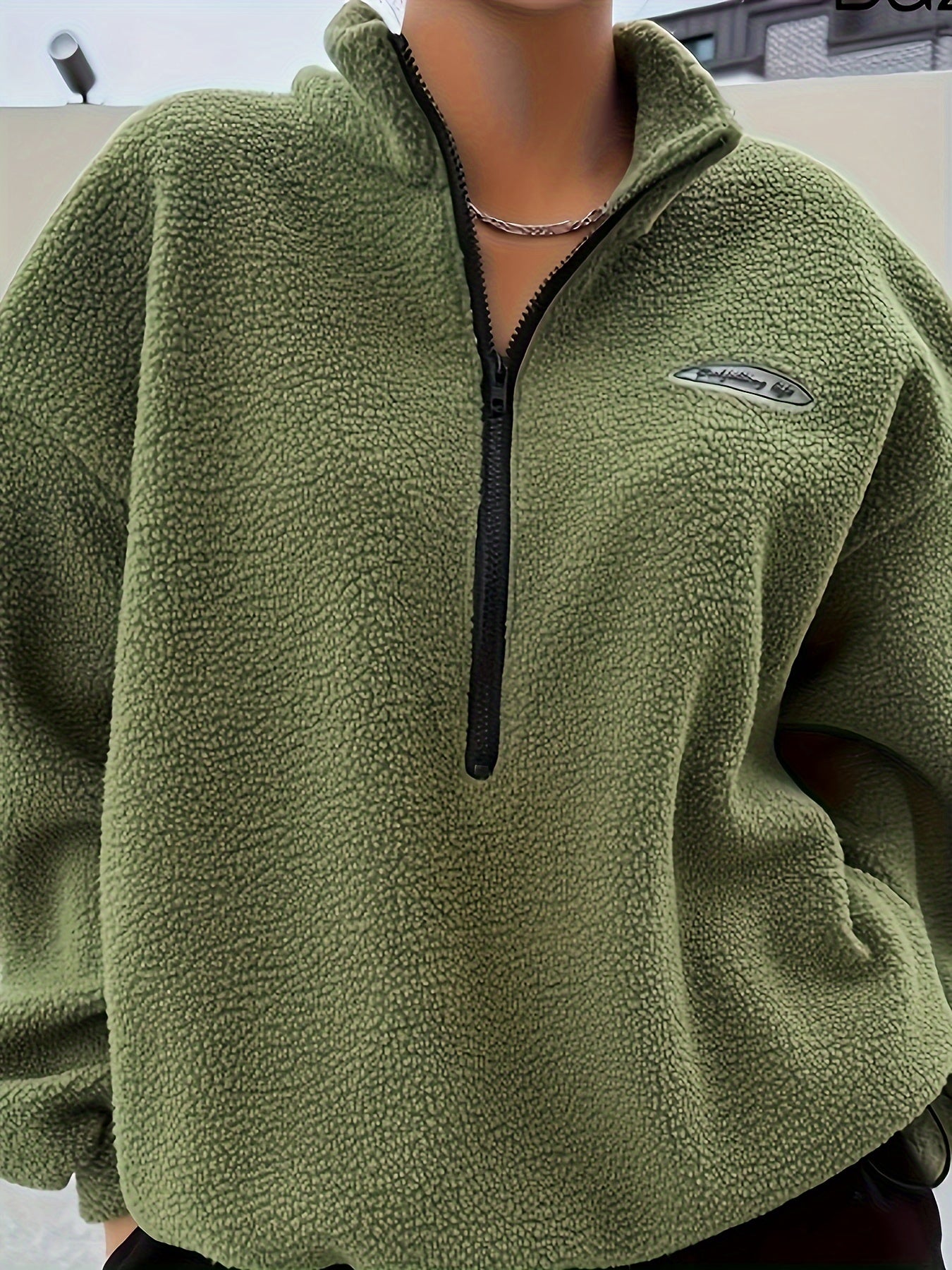 Plain Quarter-Zip Pullover Sweatshirt – Nina