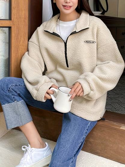 Plain Quarter-Zip Pullover Sweatshirt – Nina