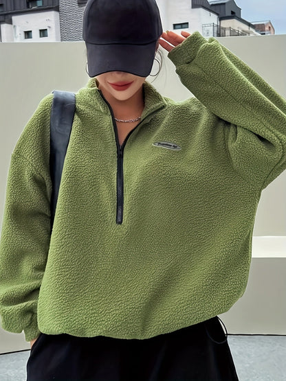 Plain Quarter-Zip Pullover Sweatshirt – Nina