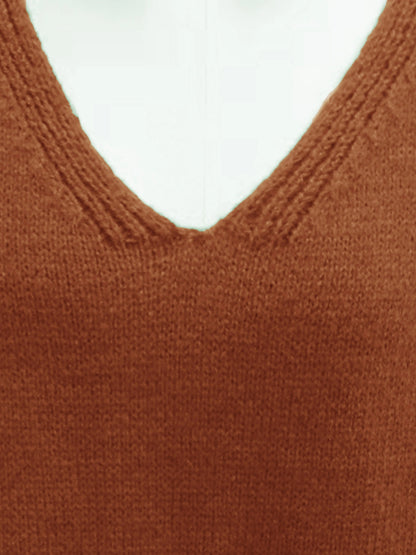 Plus Size Casual V-Neck Sweater for Curvy Women