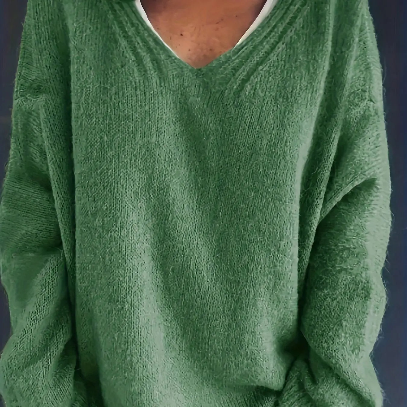 Plus Size Casual V-Neck Sweater for Curvy Women