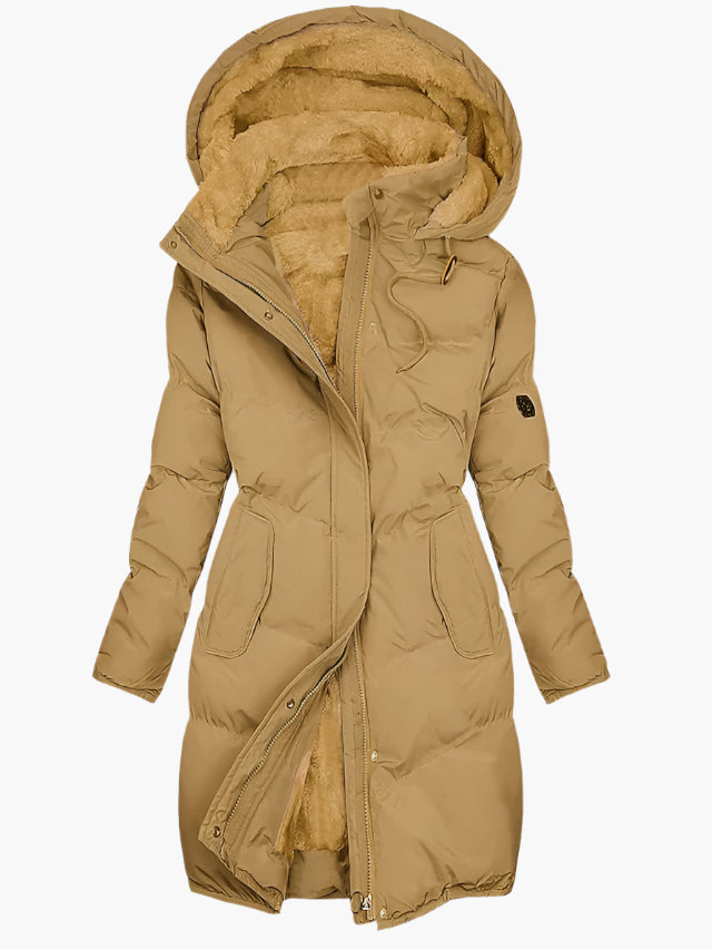 Warm Women's Parka Coat - Faux Fur Hooded Jacket