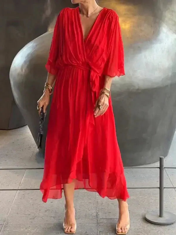 Lyra | Whisper-Soft V-Neck Silk Dress