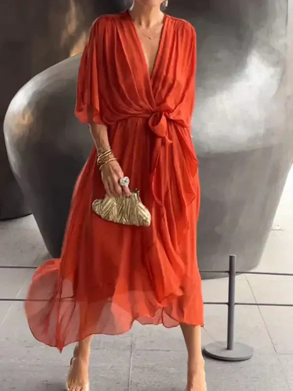 Lyra | Whisper-Soft V-Neck Silk Dress