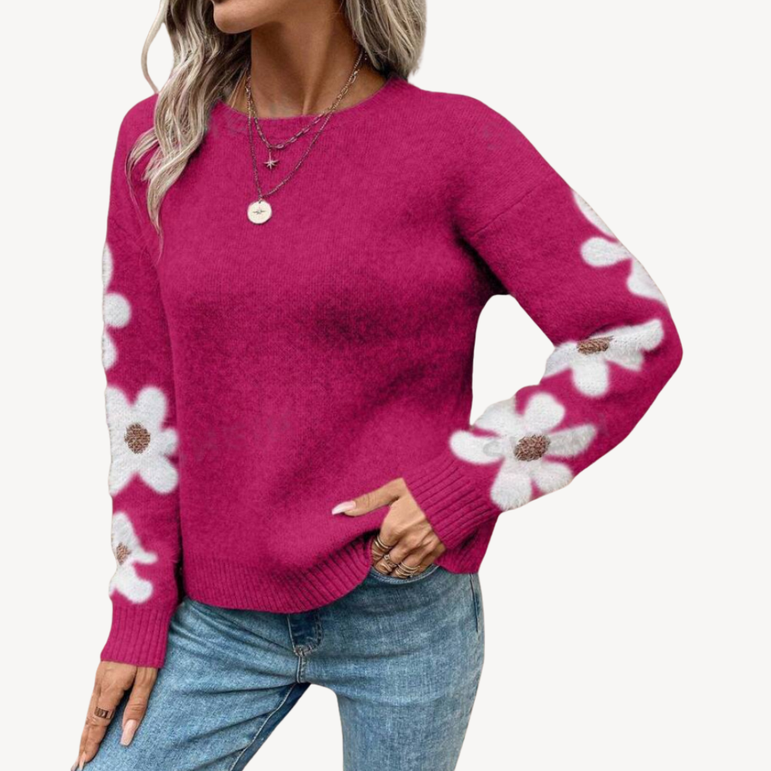 Floral Embroidered Sweater for Women