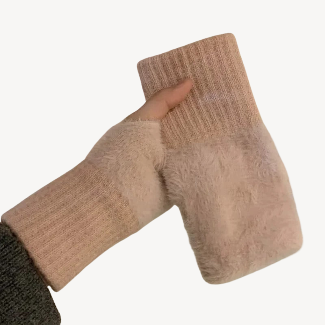 Women's Fuzzy Fingerless Gloves