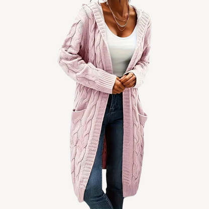 Cable Knit Hooded Cardigan