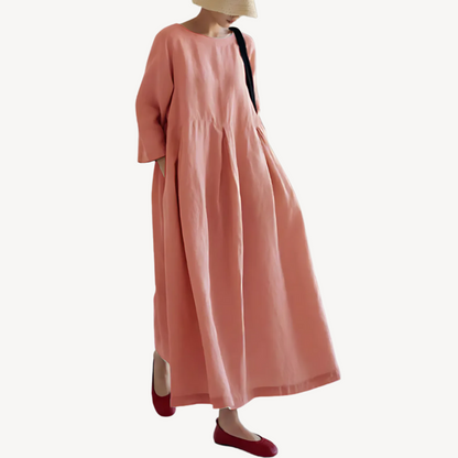 Casual Loose Linen Maxi Dress with Pockets