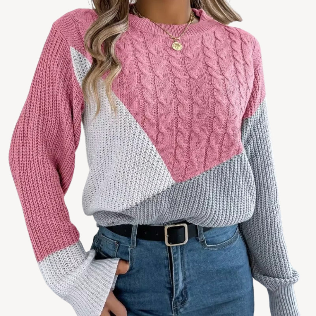 Color Block Knit Sweater for Women