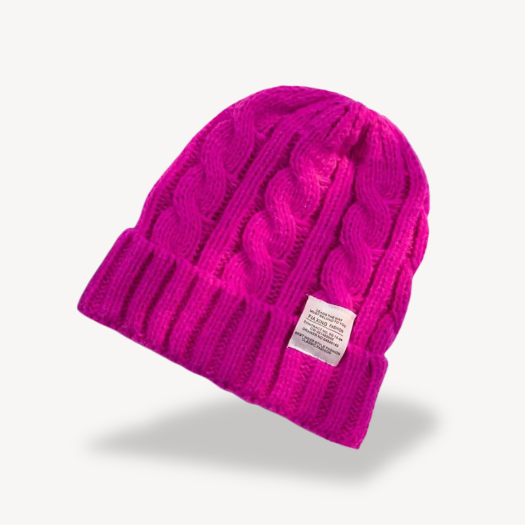 Cable Knit Beanie Hat for Women - Soft Wool Blend