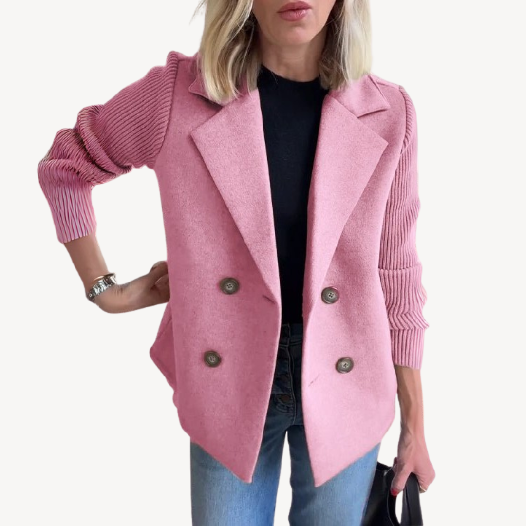 Women's Wool Blend Double-Breasted Knit Blazer
