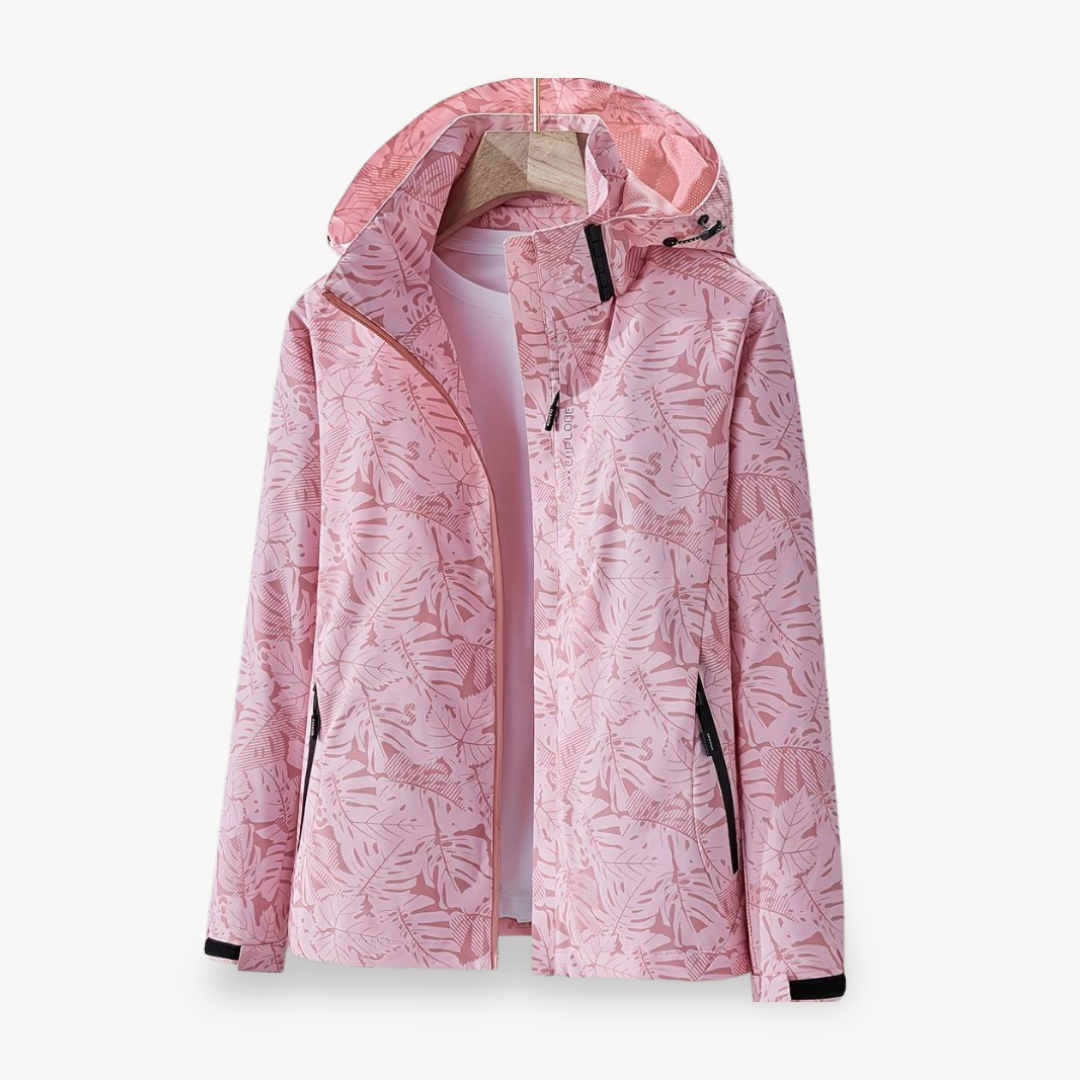 Leaf Print Waterproof Jacket for Women