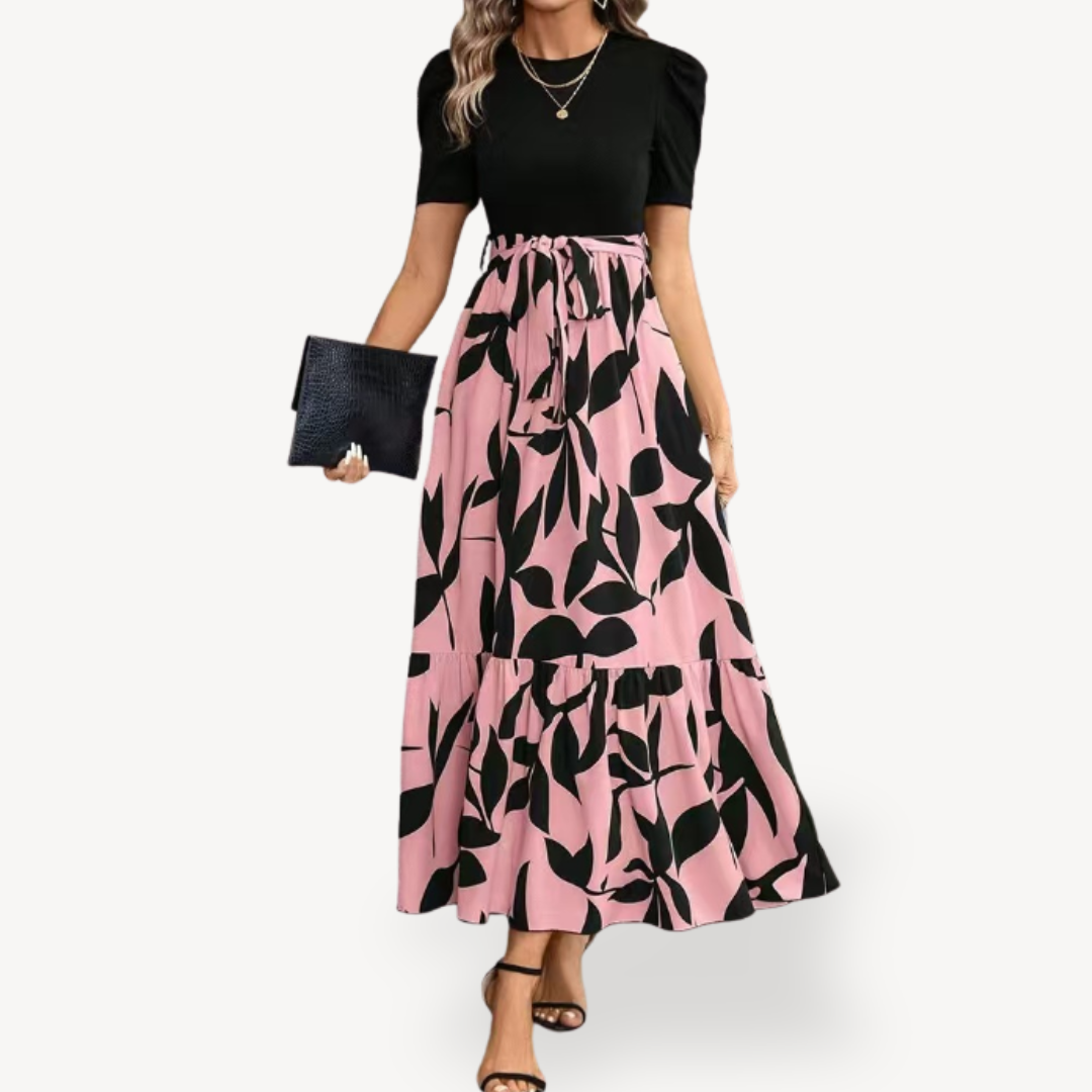 Women’s Casual Maxi Dress Short Sleeve Belted