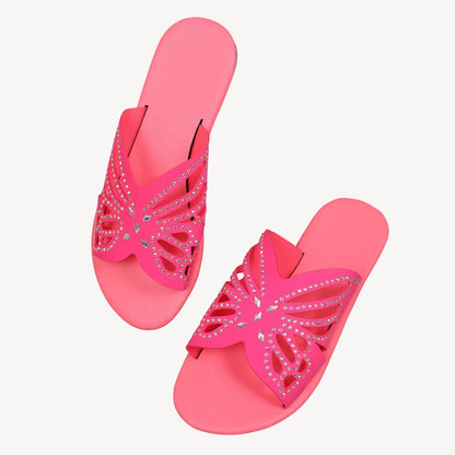 Women's Orthopedic Rhinestone Butterfly Flat Sandals