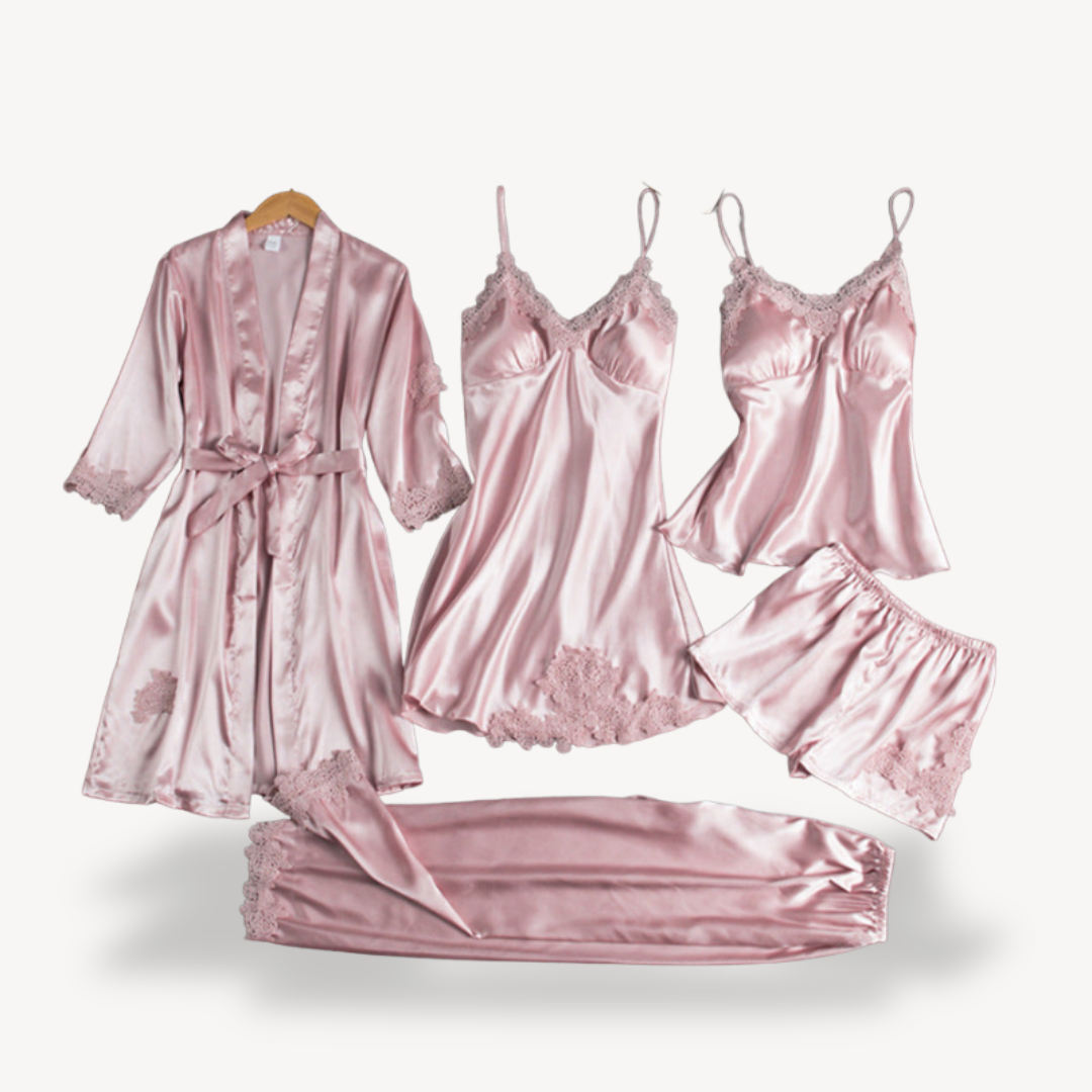 Lace Satin Lingerie Set with Robe