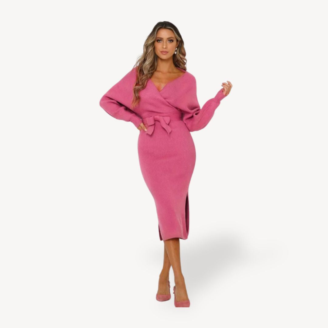 Women's Knit Wrap Sweater Dress