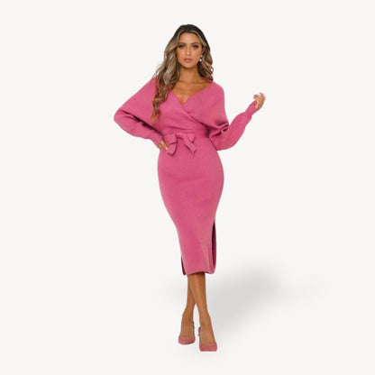 Women's Knit Wrap Sweater Dress