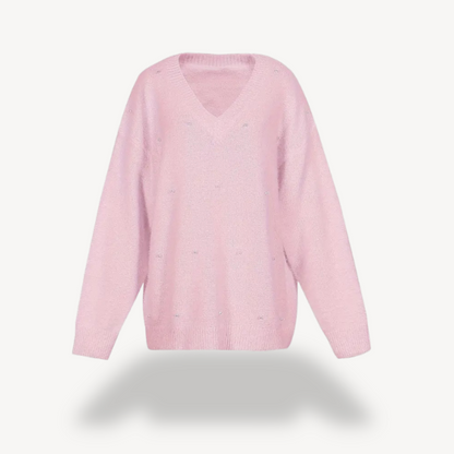 Pearl Detail V-Neck Sweater for Women