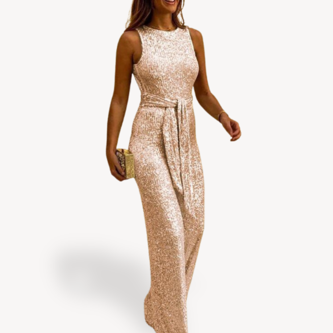 Women's Sequin Evening Gown – Sleeveless Maxi Dress