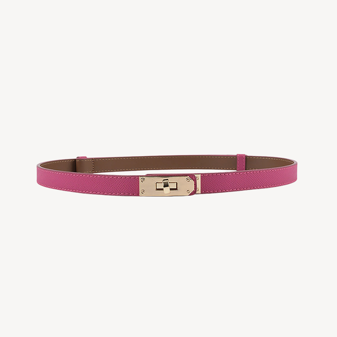 Faux Leather Belt with Gold Buckle for Women