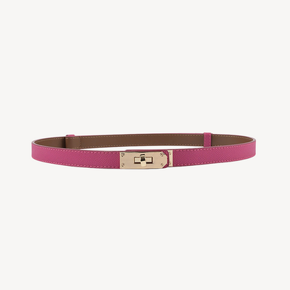Faux Leather Belt with Gold Buckle for Women