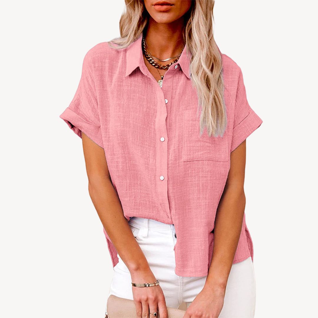 Women's Short Sleeve Linen Shirt
