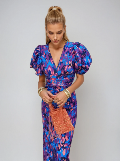 Dianna | Ladies Floral Ruffle Sleeve Dress - BritishElegance