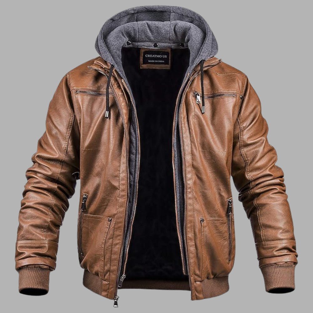 Premium Hooded Leather Winter Jacket