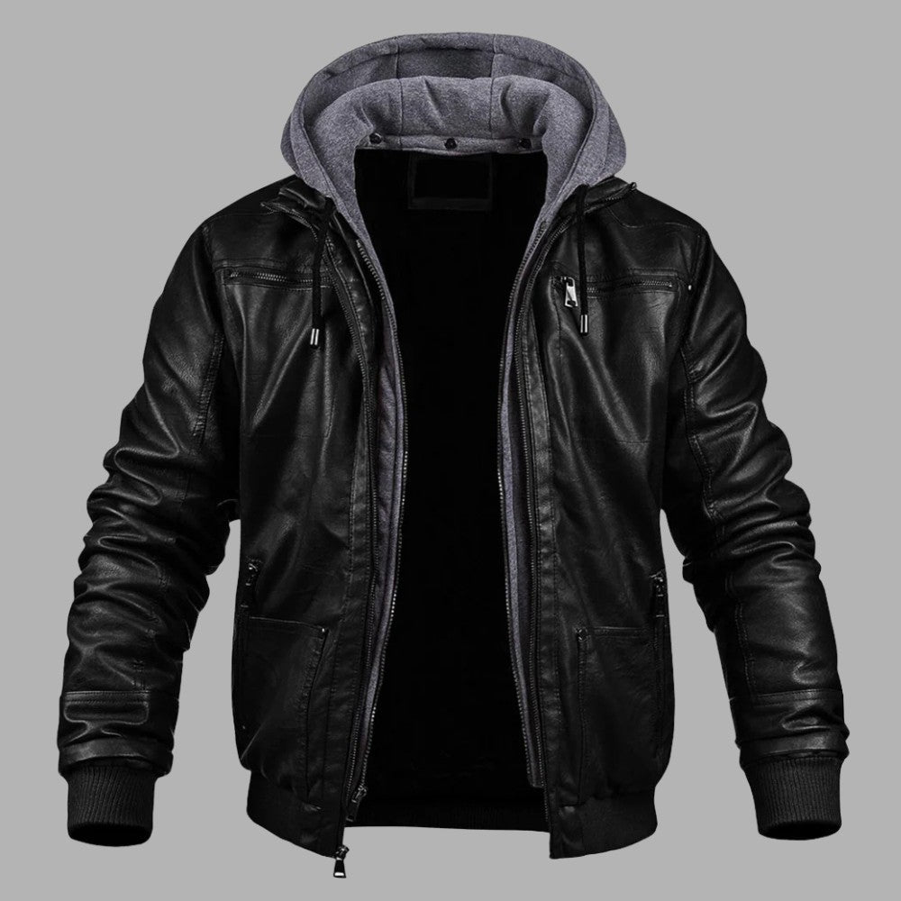 Premium Hooded Leather Winter Jacket