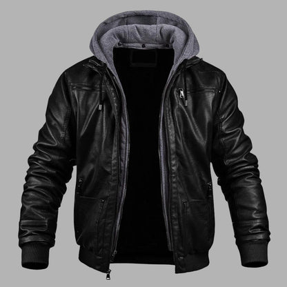 Premium Hooded Leather Winter Jacket
