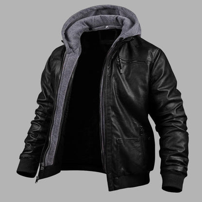 Premium Hooded Leather Winter Jacket
