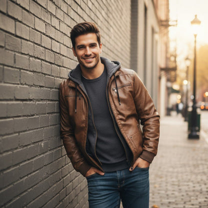 Premium Hooded Leather Winter Jacket