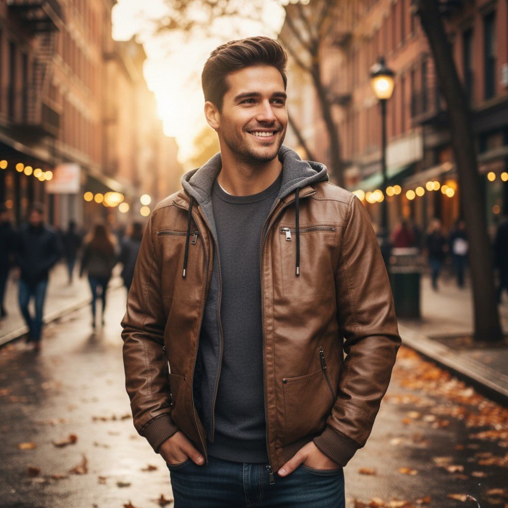 Premium Hooded Leather Winter Jacket