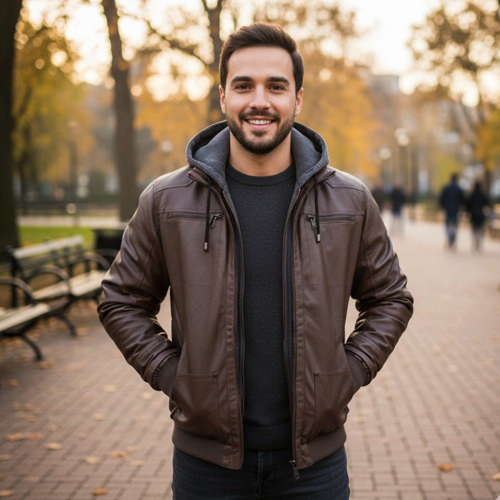 Premium Hooded Leather Winter Jacket