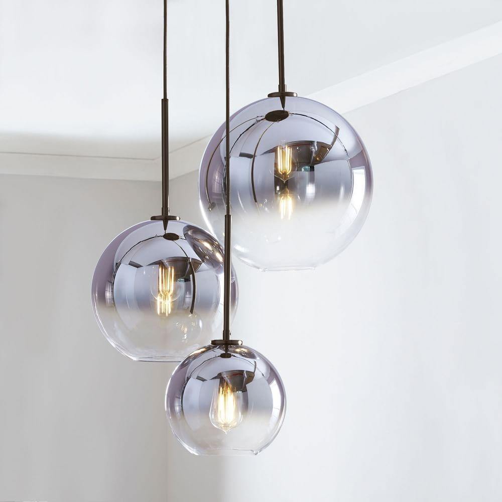 Chic Glass Pendant Lamp in Amber and Silver - BritishElegance