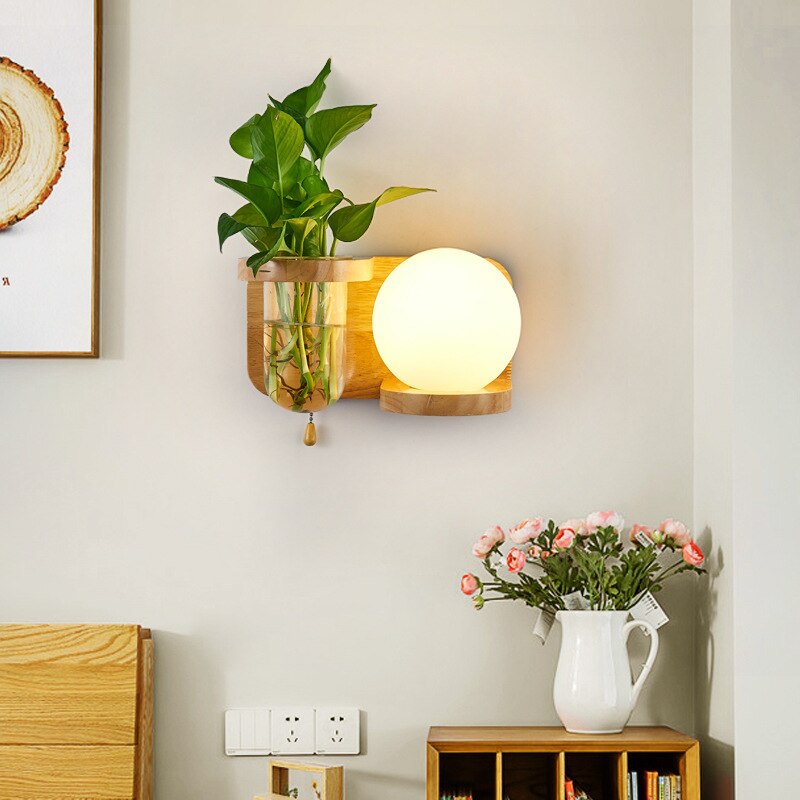 Modern Wooden Planter Wall Lamp - BritishElegance