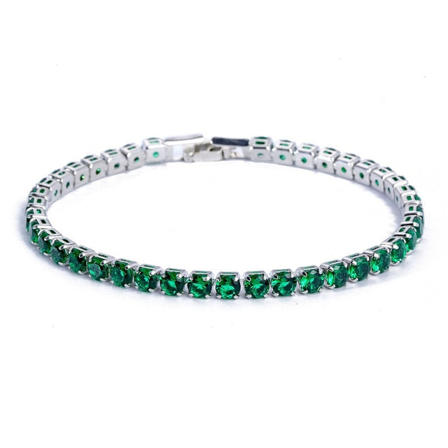 Shining Silver Chain Tennis Bracelet With Sparkling Zirconia