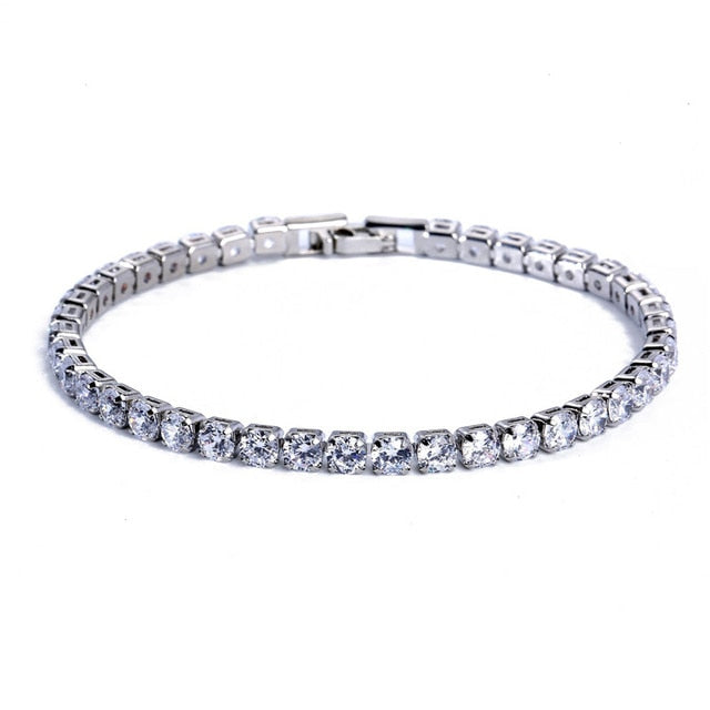Shining Silver Chain Tennis Bracelet With Sparkling Zirconia - BritishElegance