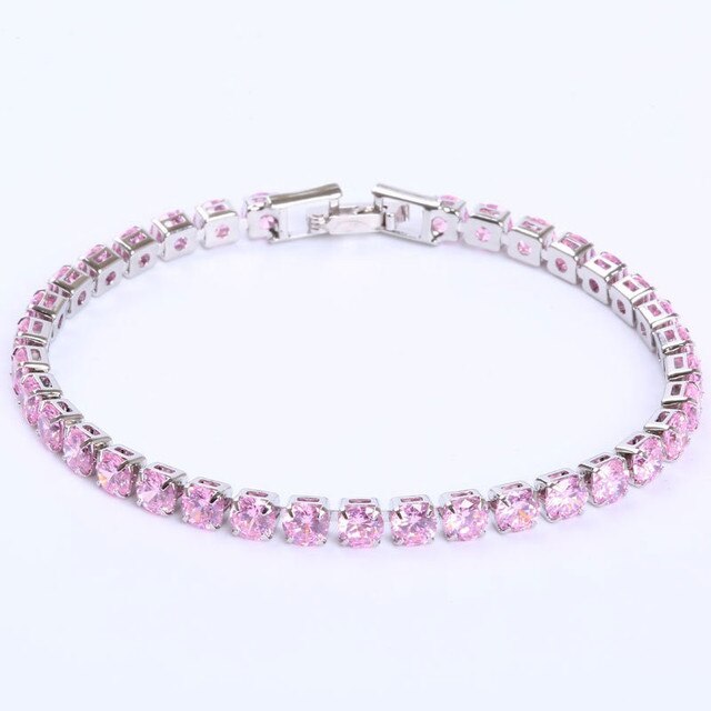 Shining Silver Chain Tennis Bracelet With Sparkling Zirconia