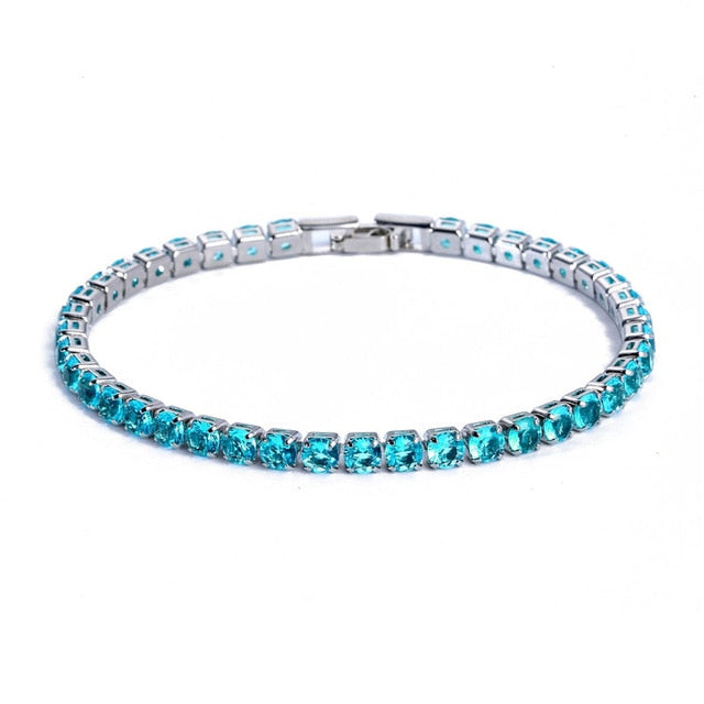 Shining Silver Chain Tennis Bracelet With Sparkling Zirconia