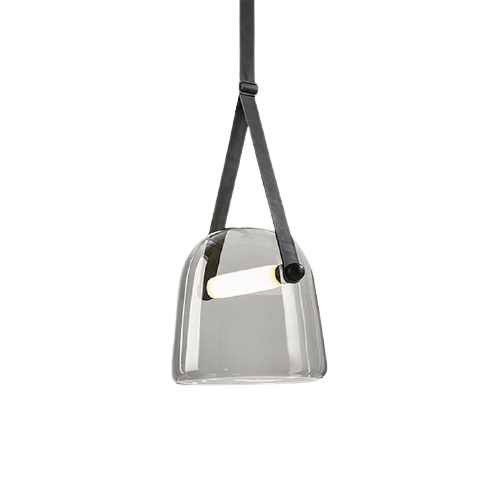 Rustic Metal Pendant Light with Brown Leather Strap - BritishElegance