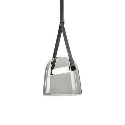 Rustic Metal Pendant Light with Brown Leather Strap - BritishElegance