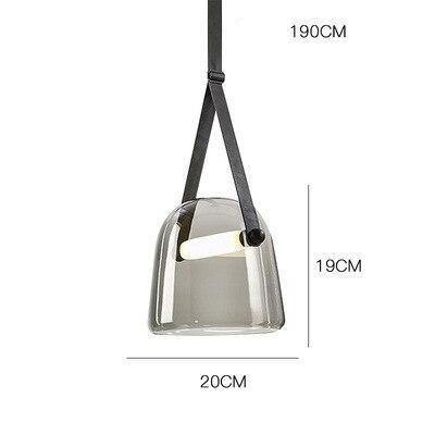 Rustic Metal Pendant Light with Brown Leather Strap